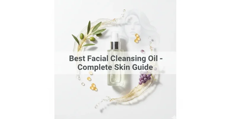 Facial cleansing oil with skincare routine elements