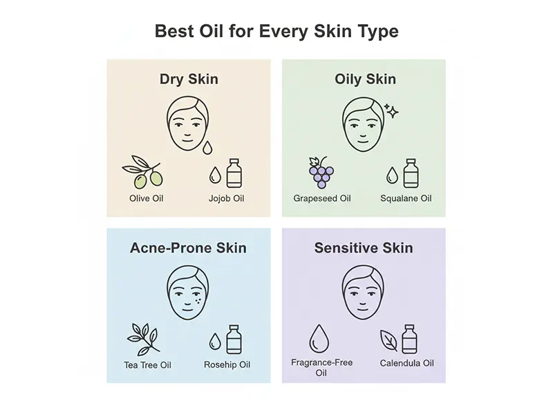 Facial cleansing oil selection by skin type