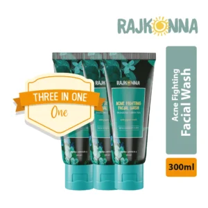 Rajkonna Acne Fighting Facial Wash 300ml 3-pack white background