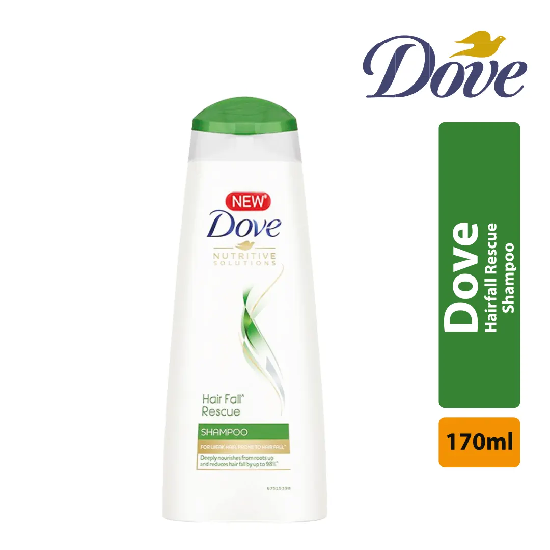 Dove Shampoo Hairfall Rescue 170ml original bottle front view for hair fall care