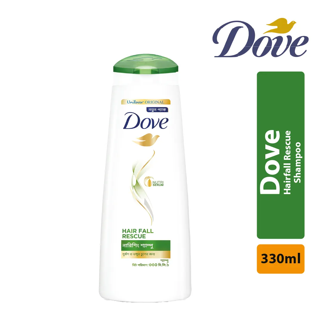 Dove Shampoo Hairfall Rescue 330ml clean product image with original packaging on white background