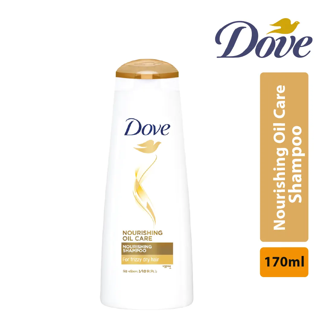Dove Shampoo Nourishing Oil Care 170ml original bottle front view with clean white background