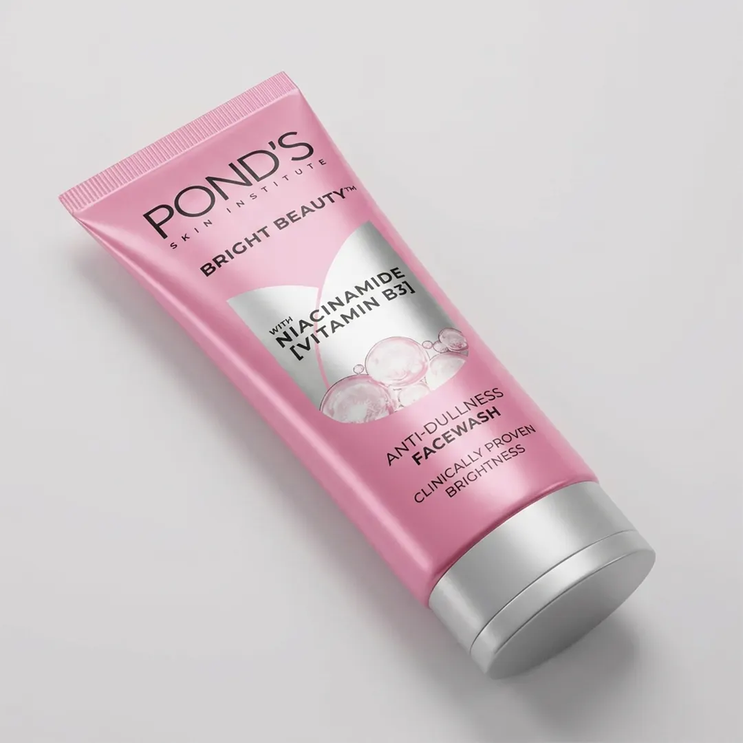 Pond's Bright Beauty Face Wash 100g packaging side perspective