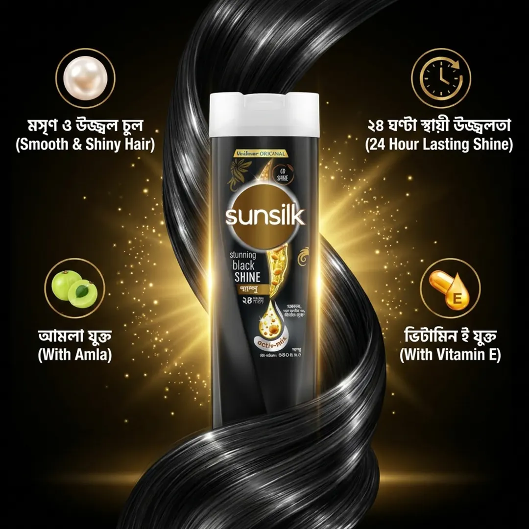 Sunsilk Stunning Black Shine Shampoo 340ml benefits for shiny black healthy hair