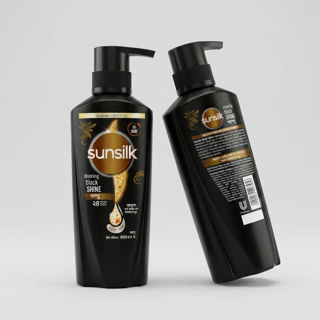 Sunsilk Stunning Black Shine Shampoo 450ml angled view product image