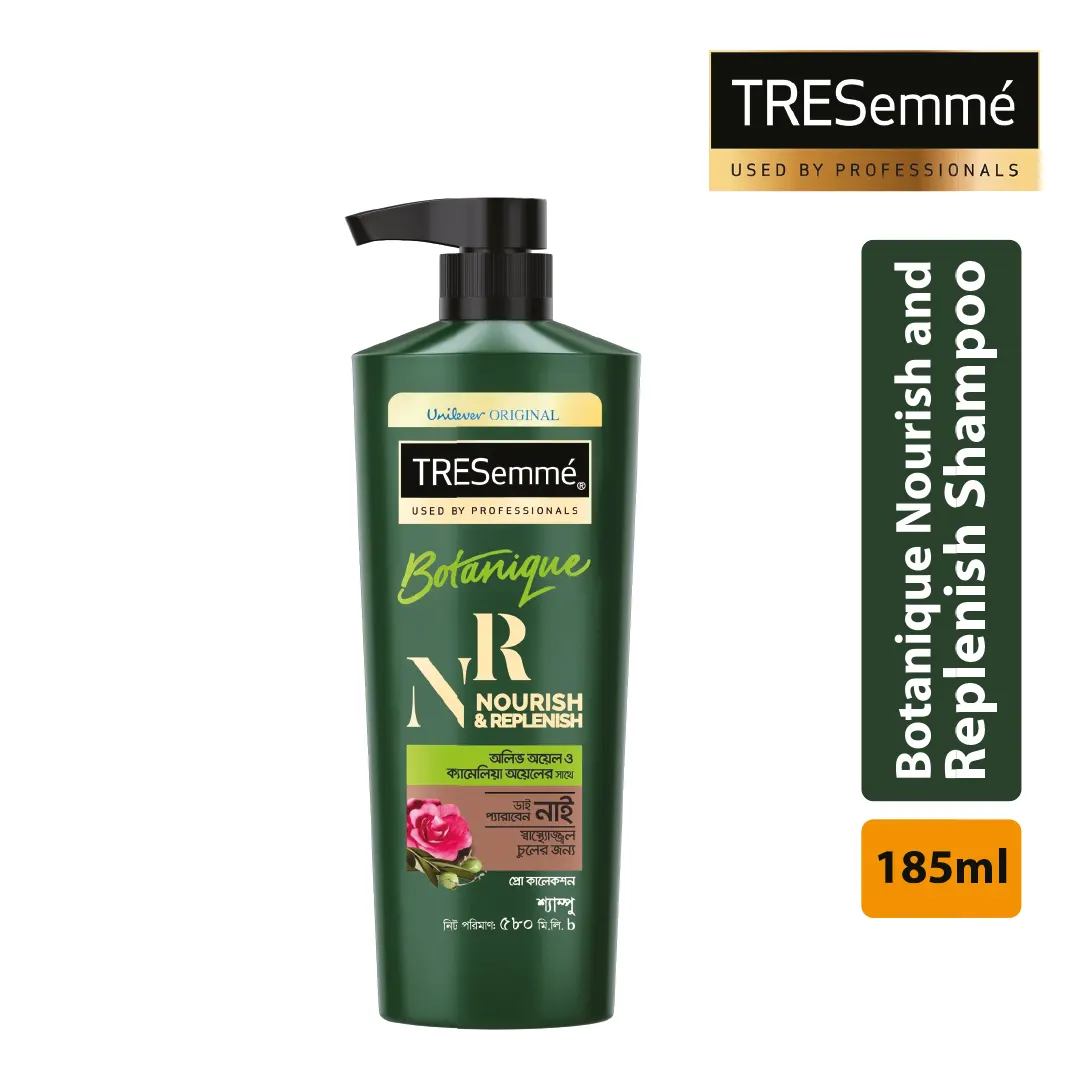 Tresemme Botanique Nourish and Replenish Shampoo 580ml এর ক্লিন ফ্রন্ট ভিউ বোতল