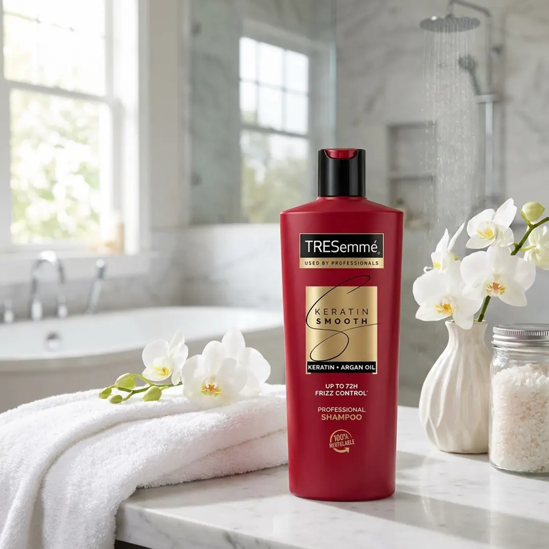 সুন্দর ও মসৃণ চুলের সাথে Tresemme Keratin Smooth Shampoo ব্যবহারকারী