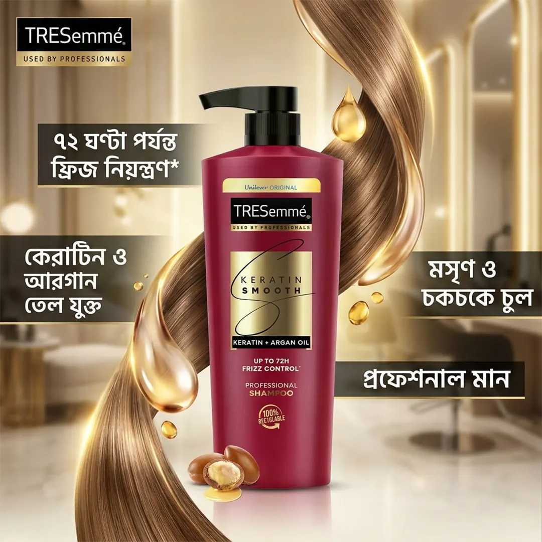 Benefits of TRESemmé Keratin Smooth Shampoo 580ml for frizz control and silky hair