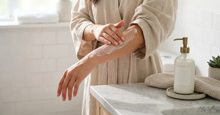 Woman applying best body lotion for soft, hydrated skin