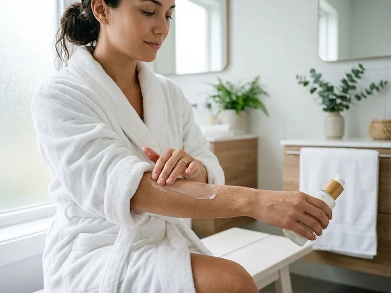 Applying Whitening Body Lotion for Soft, Hydrated, and Glowing Skin